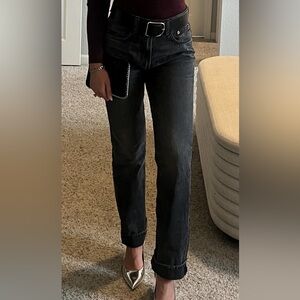 Zara relaxed black high waisted jeans